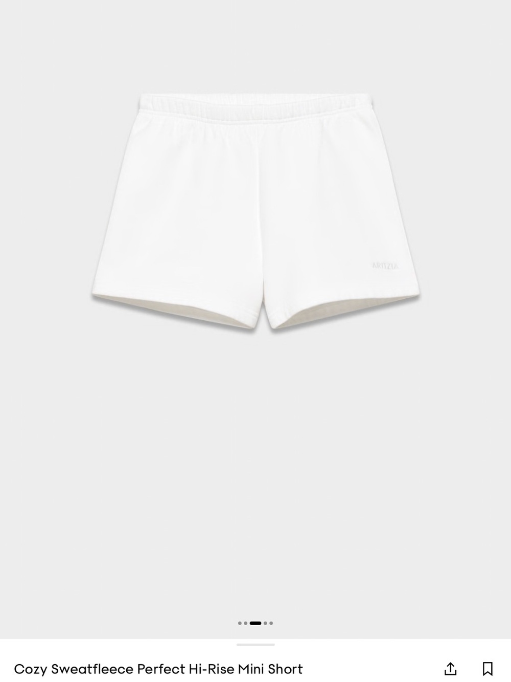 Aritzia White Hi-Rise Cozy Sweatfleece Perfect Mini Shorts - Picture 2 of 2